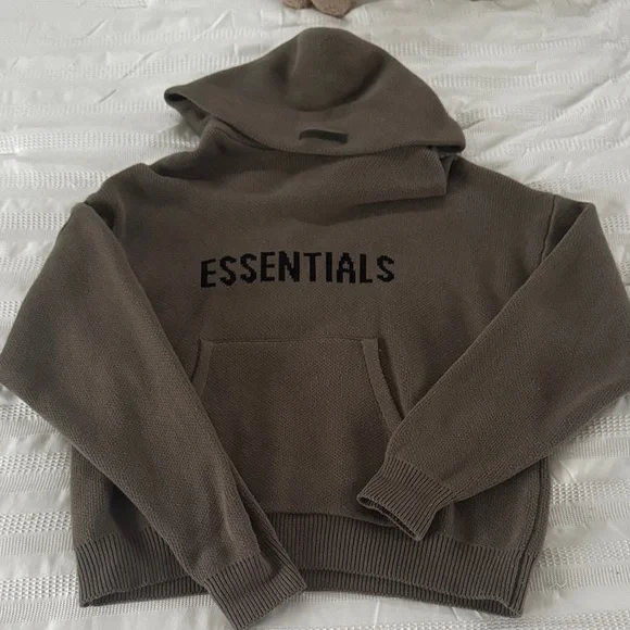 Essentials Fear of God Brown “Knit” Hoodie - Picture 1 of 3